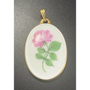 Vintage Wien Royal Vienna Hand Painted Porcelain Floral Pendant Oval